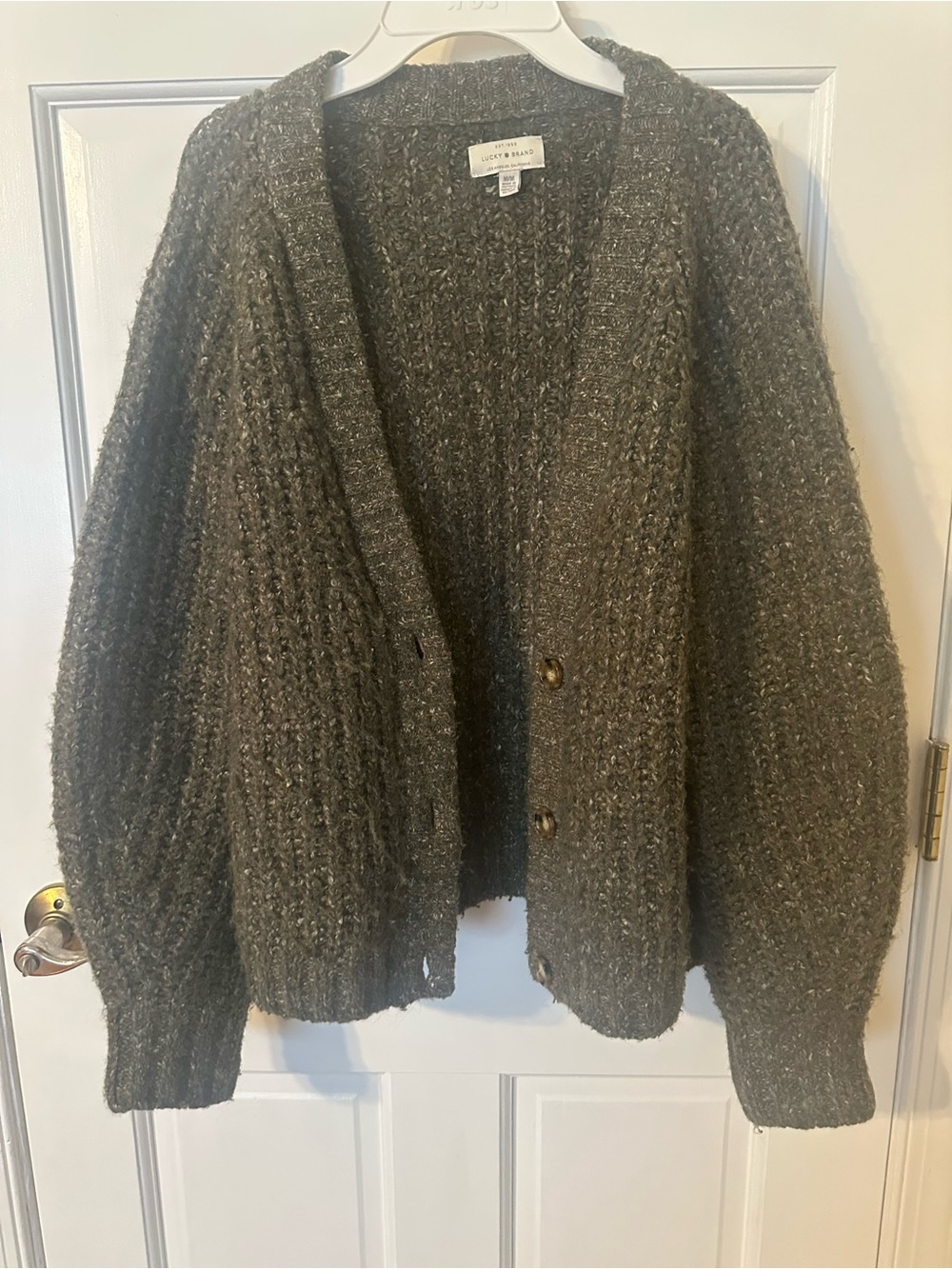 Lucky Brand Chunky Olive Knit Cardigan
